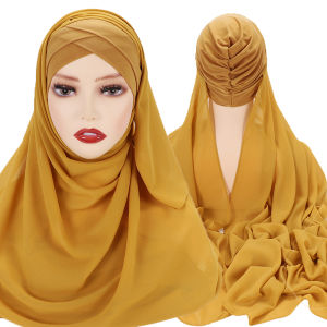 Instant Hijabs: Chiffon Hijab Scarf & Cross Jersey Caps Bonnet