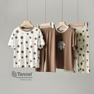 Summer Style Childrens Home Clothes Set Short Sleeve Modal Seven-Foot Pants for Boys And Girls Sleepwear Comfortable Home Suit