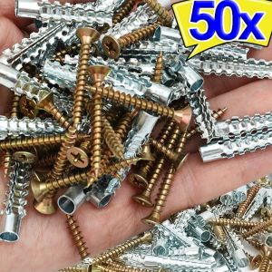 50 bộ bu lông mở rộng bằng thép carbon ốc vít kim loại chắc chắn có răng cưa Ống tắc kè cho gạch thạch cao cố định cải thiện nhà