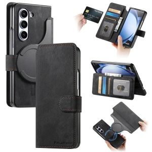 LS | 2 In 1 Detachable Magnetic Card Wallet Leather Flip Phone Case For Magsafe Samsung Galaxy Z Fold 8 Ultra Z Fold 7 6 5 4 3 Fold6