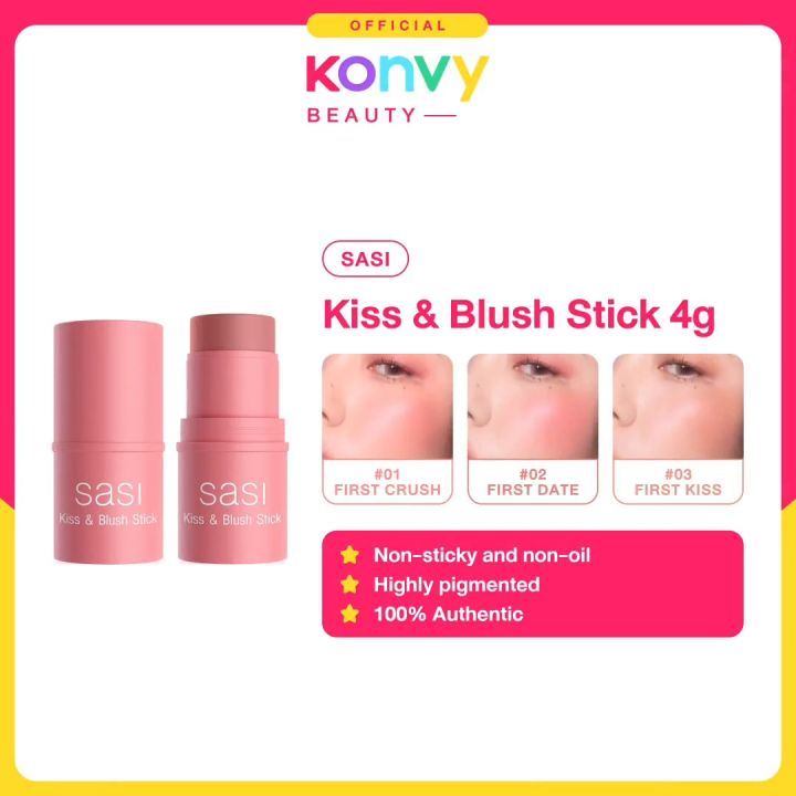 SASI Kiss & Blush Stick 4g (Soft, Natural Pigment for Lips and Cheek ...