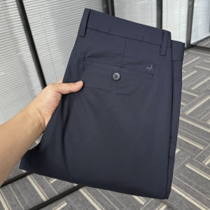 กางเกงขายาวทรงตรงลำลองสำหรับผู้ชาย ทรงหลวม สีพื้น เอวกลาง ผ้าโพลีเอสเตอร์ผสม กางเกงขายาวทรงตรง