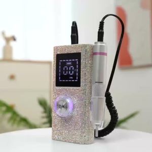 Máy Khoan Móng Tay Chuyên Nghiệp Có Thể Sạc Lại 45000RPM Bút Làm Móng Tay Bằng Điện Màn Hình HD Máy Mài Kim Loại Cho Máy Tiện Móng Tay Kim Cương Màu Hồng