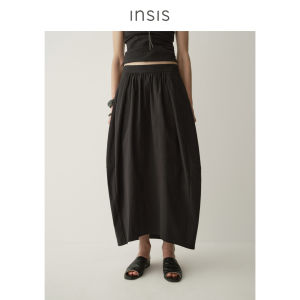 INSIS FEMME | Simple and Elegant Gathered Split Cocoon Flower Bud Half Skirt Cotton