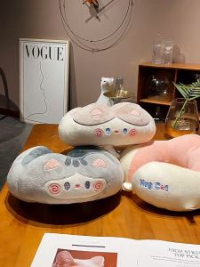【Hug Cat】 Neck Support Travel Pillow Cushion Car Seat Headrest U Bantal Leher Cute Cartoon Neck Rest Protection U 形枕