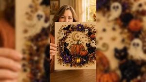 1/2Set Halloween Ghost & Pumpkin 3D Pearl Art DIY Kit for Adults Cute Spooky Diamond Painting Craft Ki