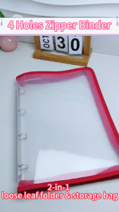 4 Ring Binder File Bag Zipper Binder Folder Transparent Binder Cover File Folder Document Organizer Long