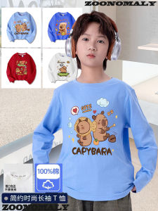 Spring Autumn New Style Pure Cotton Long Sleeve T-Shirt for Boys And Girls Trendy Base Layer Shirt Cartoon Print Breathable