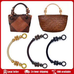 Bag Handles for Women Handbag Shoulder Strap Colored Wood Bead Woven Nylon Rope Handle Straps DIY Sewing Accessories