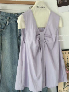 Áo Ba Lỗ Không Tay Cổ Chữ V Kiểu Pháp Cho Nữ Mùa Hè Thiết Kế Mới Rộng Rãi Thon Gọn Không Tay Áo Vest Áo Ba Lỗ