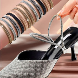 1Pair Rhinestone High Heels Shoes Band Anti-loose Women Diamond Shoelaces Anti-drop Heel Straps Belt Drill Elastic Fixed Belts