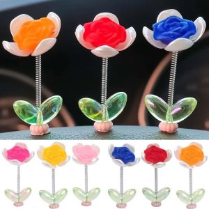 5ชิ้นคอนโซลกลางรถยนต์เครื่องประดับรถยนต์ขนาดเล็กจี้ Dekorasi Mawar สั่นหัวสปริงพร้อมเทปกาวสองหน้า