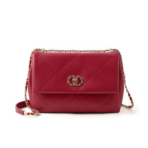 Elegant Red Wedding Bag Womens New Bride Underarm Single Shoulder Large Capacity Retro Grid Chain Bag Casual Simple Style