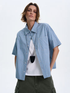 MADWITCH | American Casual Loose Retro Gingham Short Sleeve Shirt