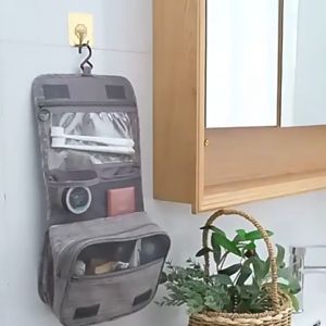กระเป๋าเครื่องสำอาง เดินทาง กระเป๋าอาบน้ำ พับได้ แขวนผนังได้ กระเป๋าใส่อุปกรณ์อาบน้ำ กระเป๋าใส่เครื่องอาบน้ำ Wash Bag