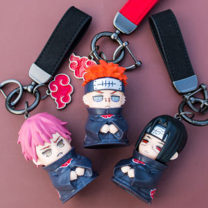 Naruto Shippuden Pain Uchiha Keychain Car Key Ring Couple Personality Men Women Birthday Gift Creative Leather Cartoon Series