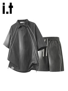 izzue | Bộ Thời Trang Phối Ren Icy Silk Nam 2 Món