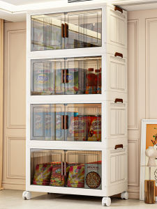 Foldable Plastic Storage Box Kitchen Home Living Room Bedroom Toy Snack Organizer Cabinet No Installation Required