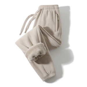 Mens Thickened Fleece Lined Cotton Casual Pants Winter Warm Straight Leg Pants Anti-Cold And Anti-Hot Northeast Harbin Snow Country
