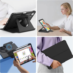 Built-in Pencil Holder 360 Rotating Stand Magnetic Detachable Shockproof Back case with Auto Wake/Sleep Smart Flip Cover Leather Case for iPad Air 11 2025 2024Air 5 4Pro 11 2025 2024 2022 2021 2020Mini 7 6