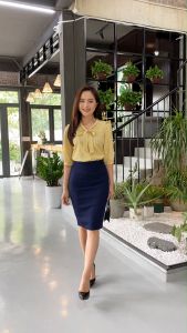 HINH ẢNH+ VIDEO THẬT Áo kiểu caro thắt nơ dễ thương MC Fashion chất siêu lụa mềm mại kiểu lỡ tay màu vàng xanh 1101