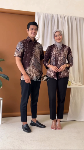 Batik Couple Pasangan Terbaru Atasan Pria dan Wanita Motif Luna - Batik Kembar Putra