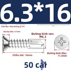 TIANZHUOJINSHU | Ốc Vít Bằng Thép Không Gỉ 316 Đầu Lõm Dạng Chữ Thập Điểm Khoan Phẳng M3.9M4.2-M6.3