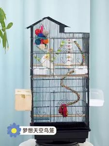 Parrot Cage Large With Tray Bird Cage Starling Budgie Cockatiel Household Breeding Cage Pet Luxury Villa