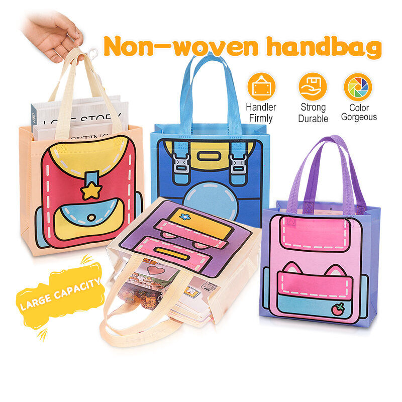 Colorful Goodies Bag Gift Bag Birthday Party Gift Bag For Kids Non-woven Storage Tote Bag Beg Parti Hari Jadi Hadiah Kanak Kanak 手提袋