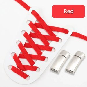 1Pair Flat Shoelaces Magnetic Metal Lock Elastic Shoe Laces Without Ties Choice for Sports Enthusiasts Lazy Shoelace Rubber Band