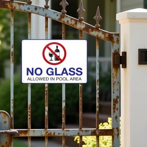 CIFbuy | No Glass Allowed in Pool Area Sign 2D Flat Iron Wall Decor Unframed 20*30cm