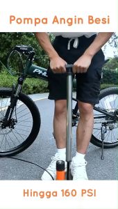 Pompa Angin Besi Tahan Karat Sepeda Motor Mobil Tabung Meter Black / High Pressure Pompa Angin Portable Untuk ban mobil dan motor