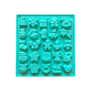 1 ชิ้น 25 ช่องในรูปทรงต่างๆ แม่พิมพ์ช็อคโกแลตคริสต์มาส เหมาะสําหรับช็อคโกแลต DIY ลูกอม แม่พิมพ์อบ