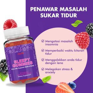 Sleepy Gummies Supplement Insomnia Stress Anxiety Gummy Original HQ | Tidur Malam |