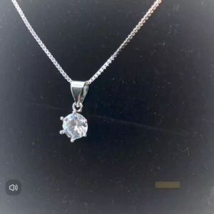 [ COD ] Kalung Silver Italy Wanita Liontin Permata Kristal Titanium Anti Karat Dan Luntur Selamanya