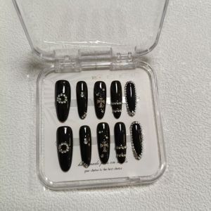 Box Set of 10 Oval Handmade Wearable Nails Sizes M-S-XS Solid Color Complete Set of Fake Nails
