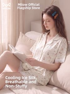 MiiOW | Cooling Ice Silk Pajama Set Thin Shortsleeve