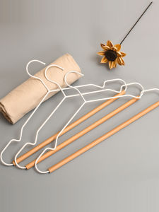 Nordic Style Solid Wood Clothes Hanger Iron Art White No Trace Clothes Drying Rack for Home Use And Clothing Stores