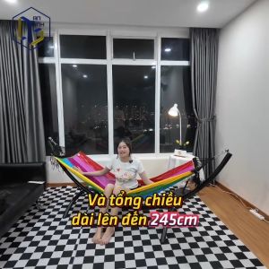 Võng Bán Nguyệt Chính Hãng An Bình Khung Thép Kẽm Phi50 Sơn Tĩnh Điện Đen Mờ Nội Thất Chịu Tải 300kg Lưới Võng Xuất Khẩu Hàn Quốc Polyester Cao Cấp Thoáng Khí