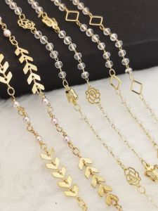 สร้อยคอ สร้อยข้อมือ สร้อยคอ ชุบทอง 14K ดอกไม้ผีเสื้อ คริสตัล DIY แฮนด์เมด โซ่แยกชิ้นส่วน โซ่ตัว U โซ่ตัว U โซ่ตัว U