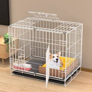 Foldable Dog Cage Small to Medium Size Dogs Toilet Equipped Pet Iron Cage Cat Cage Rabbit Cage Chicken Cage Wagon Pulling