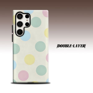 BILIBILI | Macaron Dots For Samsung Galaxy S26 S25 S24 A56 A36 Dual Layer Luxury Fashion Full Lens Protective Case
