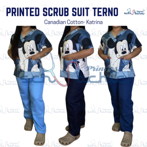 PSC Printed Scrub Suit Terno for Men & Women/ Canadian-Katrina/Medical nurse vet yaya uniform
