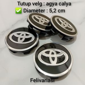 dop roda tutup velg mobil calya agya model hitam logo crhome datar diameter 52 cm harga set 4pcs.