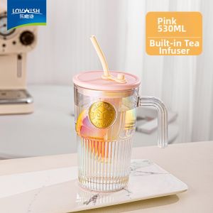 NERVISHI | Glass Straw Cup for Coffee Fruit Tea and Brewing