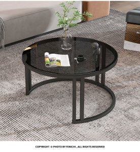 Scandinavian Accessible Luxury Coffee Table Modern Minimalist Internet Celebrity Glass Coffee Table Living Room Home Small Apartment round Combined Tea Table