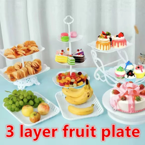 Three-layer Fruit Plate Dessert Candy Dish Cake Stand Self-help Display Organiser Racks