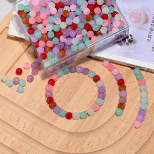 100pcs Jelly Solid Color Imitation Jade Glass Beads 8mm Round Beads Loose Spacer Bead For Handmade Jewelry Necklace Bracelet