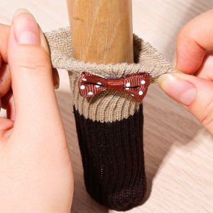 【On Sale】4Pcs ถุงเท้าถักโบว์สำหรับขาเก้าอี้ที่คลุมป้องกันขาพื้นโต๊ะเฟอร์นิเจอร์เท้า
