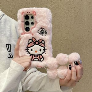 Sanrio | Cute 3D Camera Plush KT Phone Case For Samsung Galaxy S25 S24 S23 Ultra Plus A14 A15 A36 A35 A54 A55 A16 A17 Soft Silicone Cover
